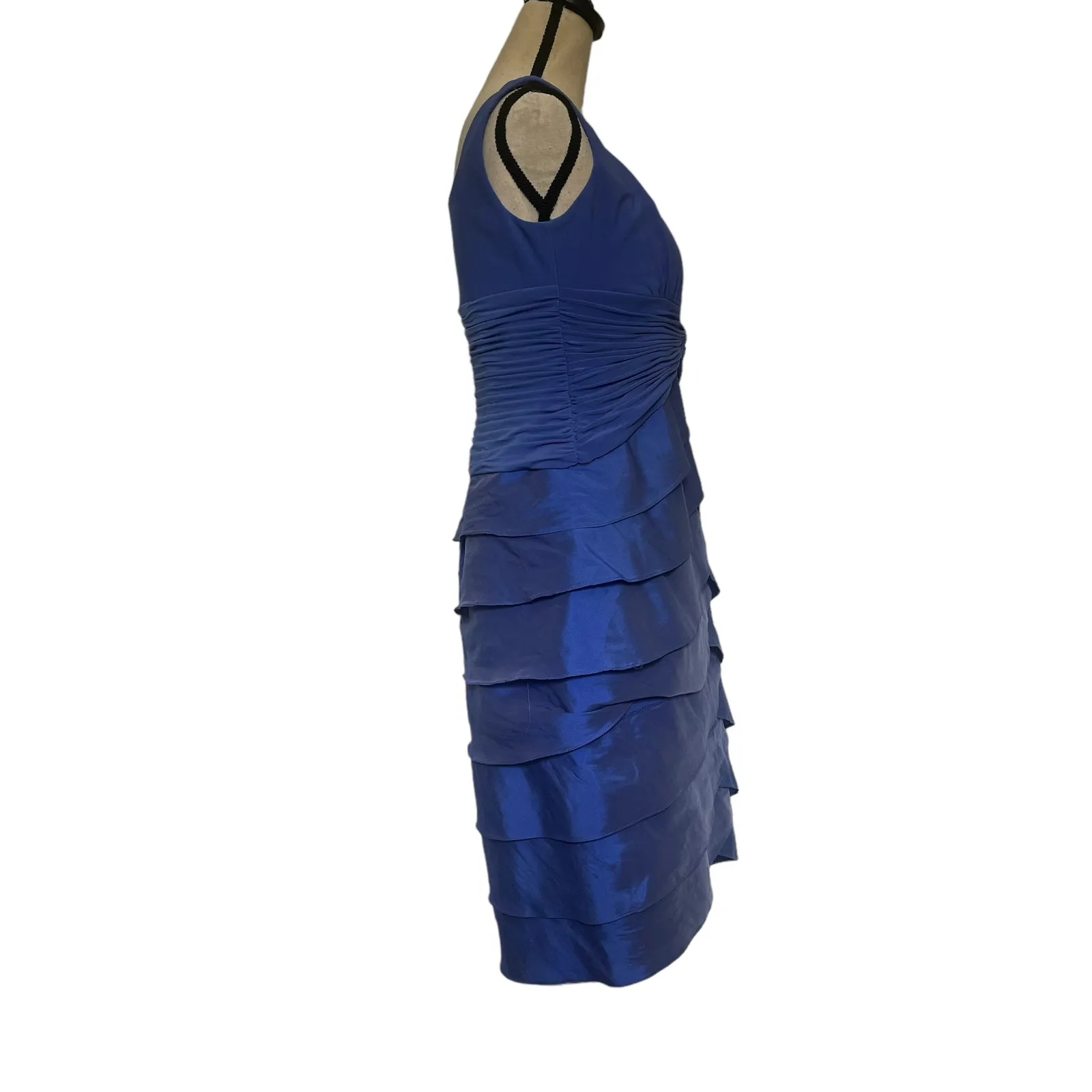 Adrianna Papell Bandage Dress Purple Fairy Glam Romantic Tier Scalloped Satin - Image 11