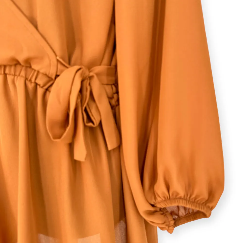 TORRID | Plus Sz 1 | Dusty Orange Surplice Neck 3/4 Sleeve Tie Waist Long Blouse - Image 9