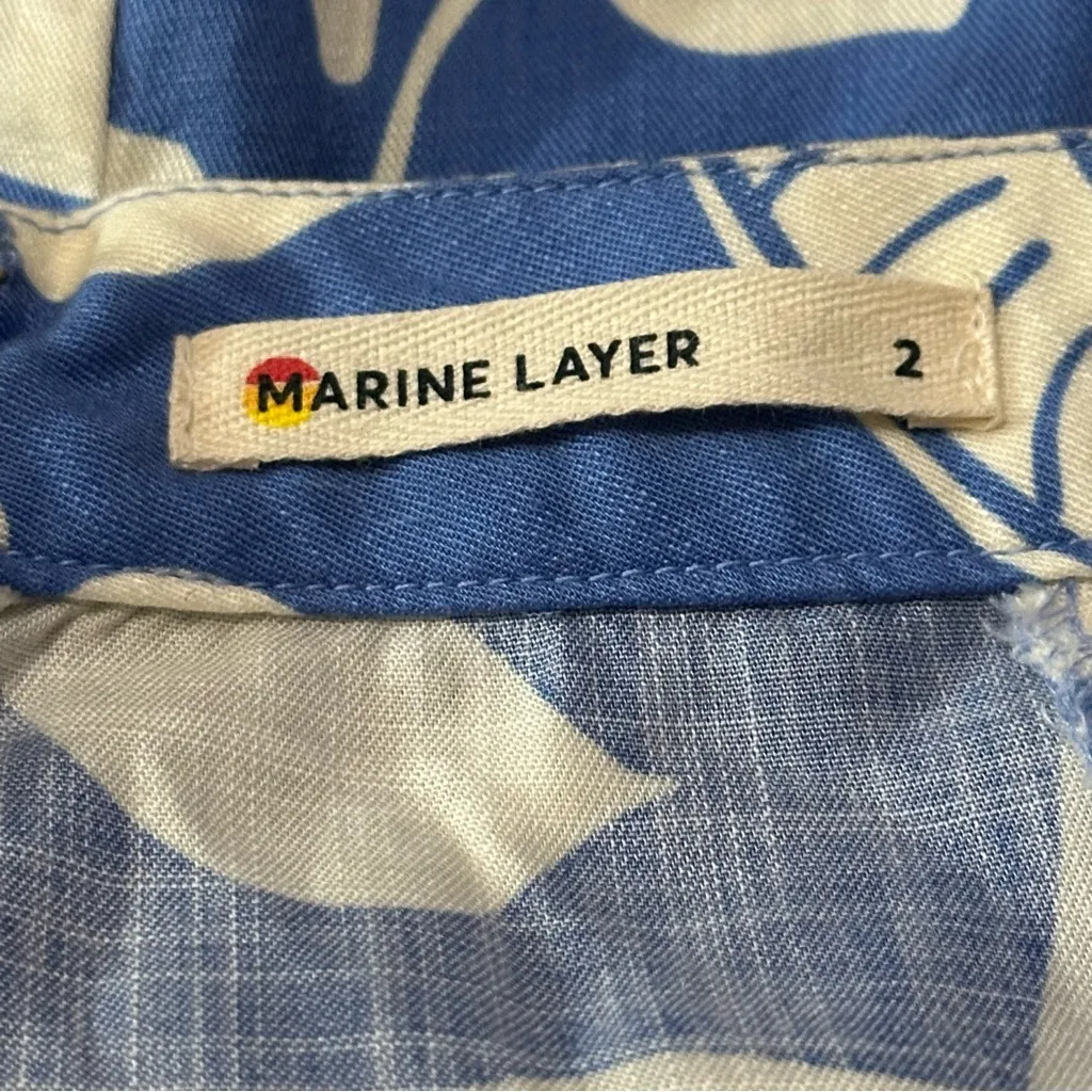 Marine Layer Women’s Size 2 Blue White Bonnie Mini A-Line Swing Skirt - Image 5