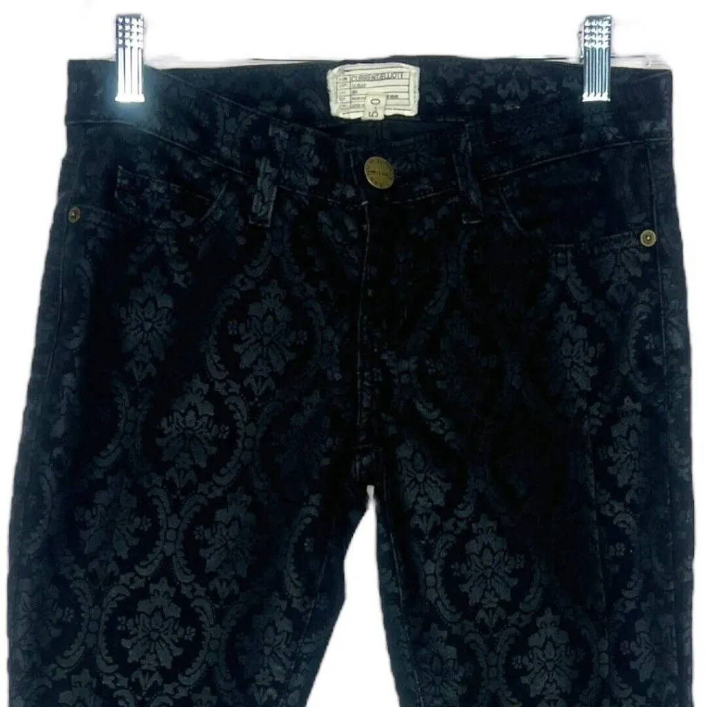 Current Elliott Women’s Jeans The Ankle Skinny‎ Black Brocade Damask Size 0 25” - Image 3