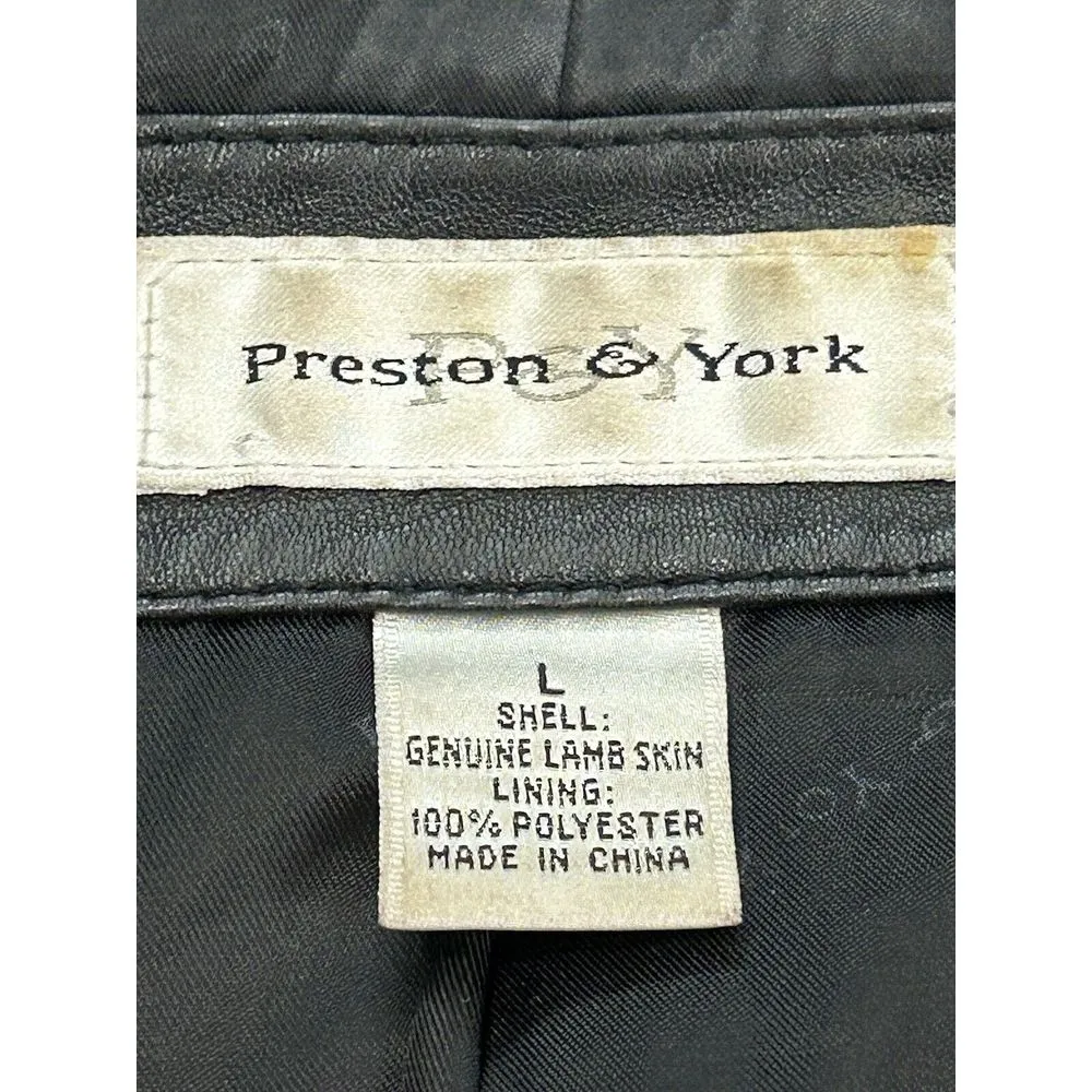 Preston & York Lambskin Leather Jacket Womens Sz Large Black Full Zip - Image 4