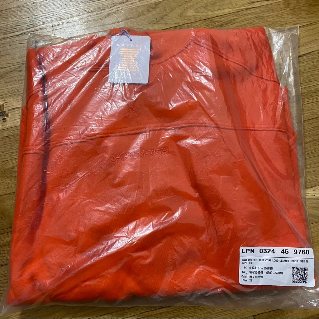 NWT Savage X Fenty Xssential Hoodie With Logo | Size: XS Red - Image 3