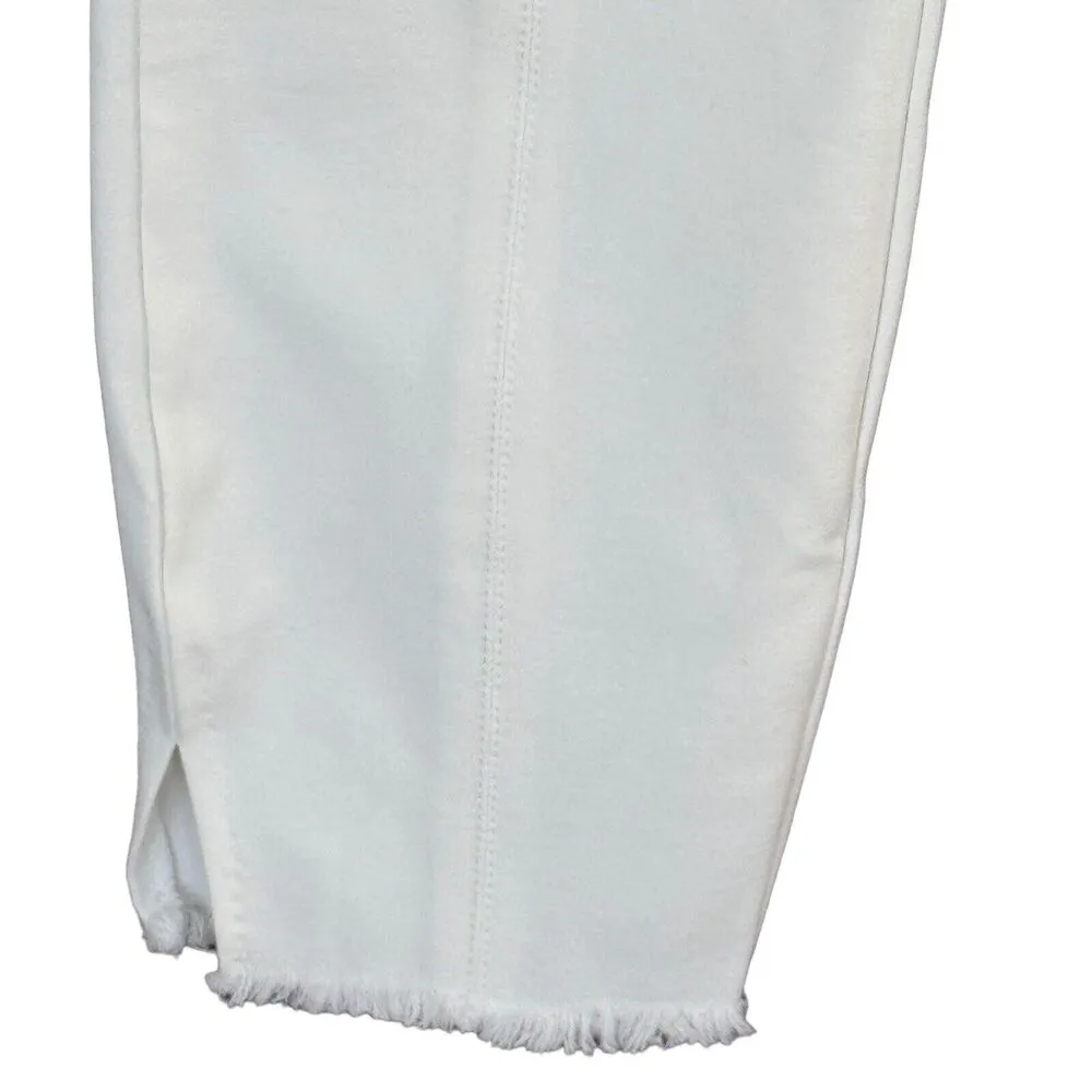 Alfani Petite SZ 12P Slim Ankle Pant Stretch Comfort Waist Fringe Hems White New - Image 3