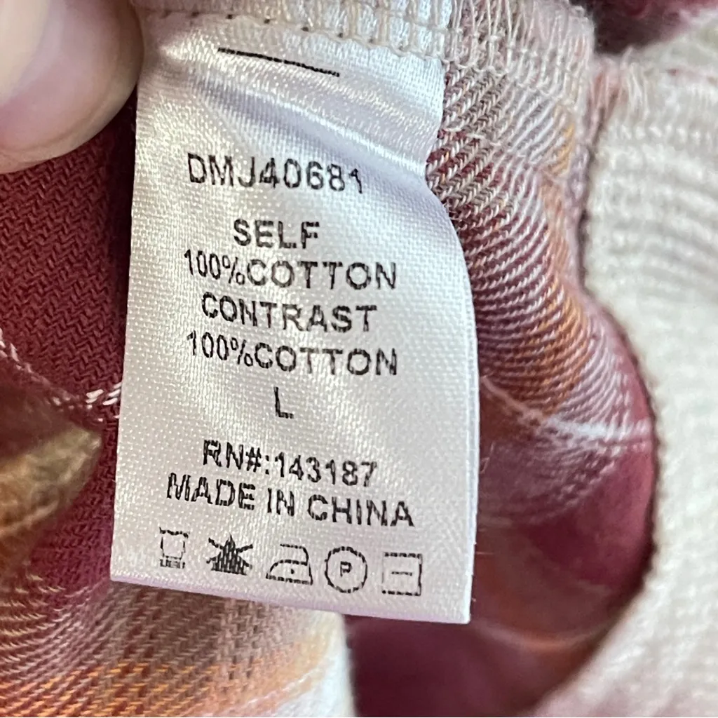 NWT DANCE & MARVEL Lightweight Flannel Color-block Plaid Hooded Shacket, Large - Image 8