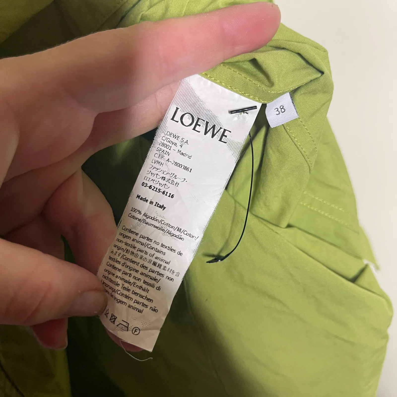 Loewe Cotton shirt dress in Lime Green sz FR 38 US 4-6 - Image 9