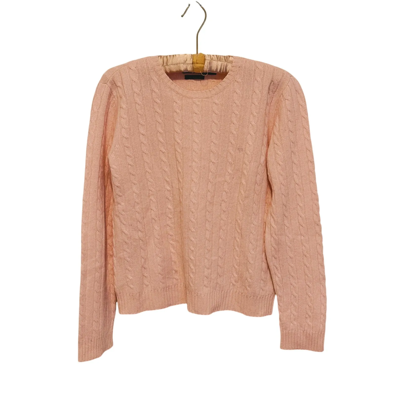 Ralph Lauren Green Label Womens Cashmere Cable-Knit Sweater Large Pink Vintage - Image 2