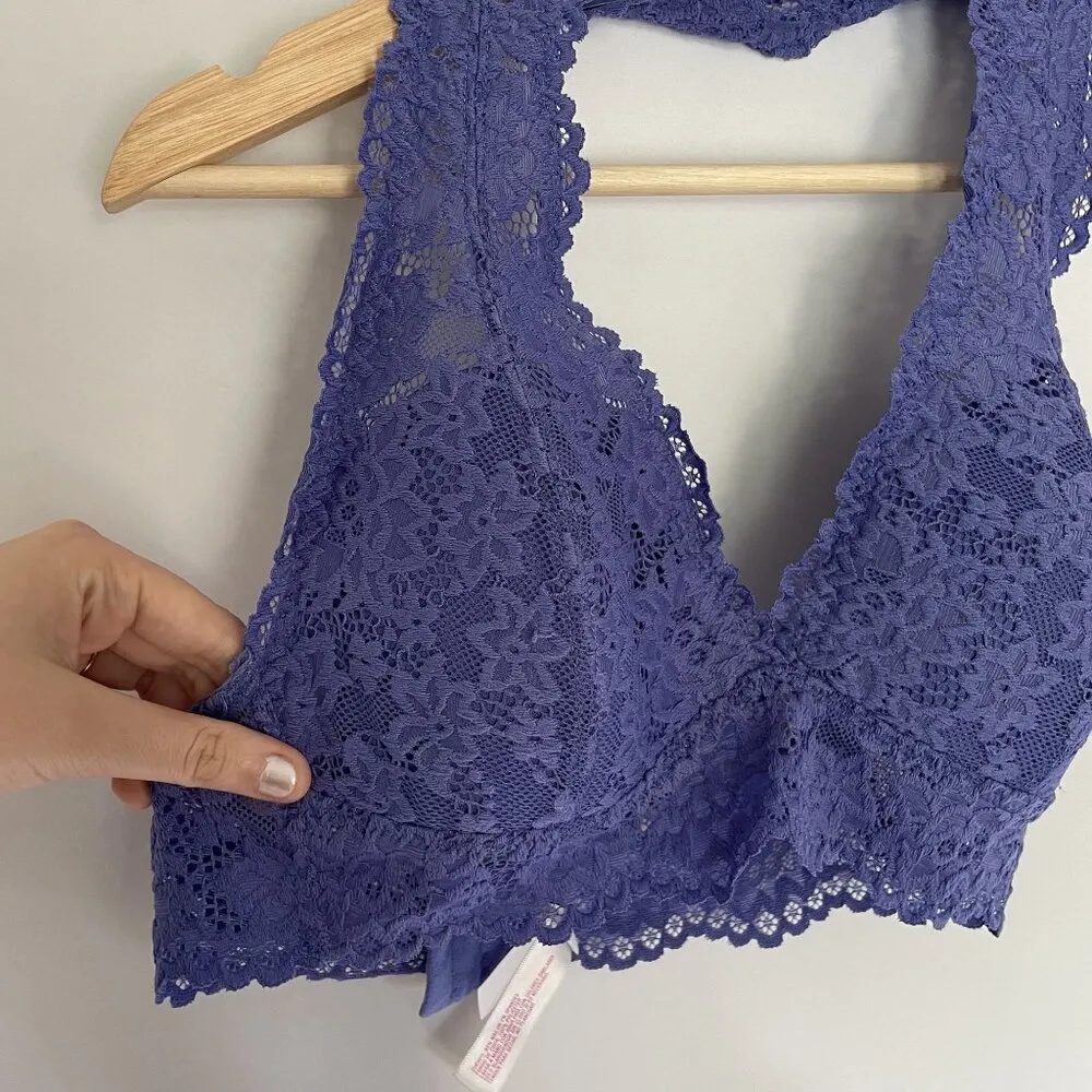 Xhilaration sz M lavender purple lace halter top v-neck bra padded comfortable - Image 2