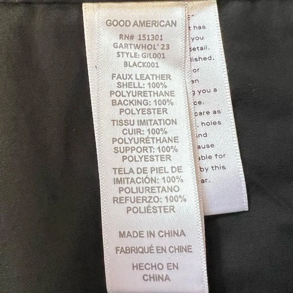 Good American Better Than Leather Good Icon Black Pants Sz 0/25 NWT - Image 5