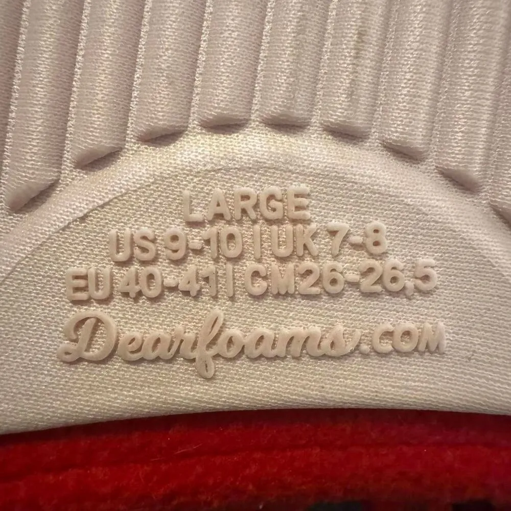 Dearfoams Women's Red "Mama Claus" Slippers Size Large 9/10 - Image 5