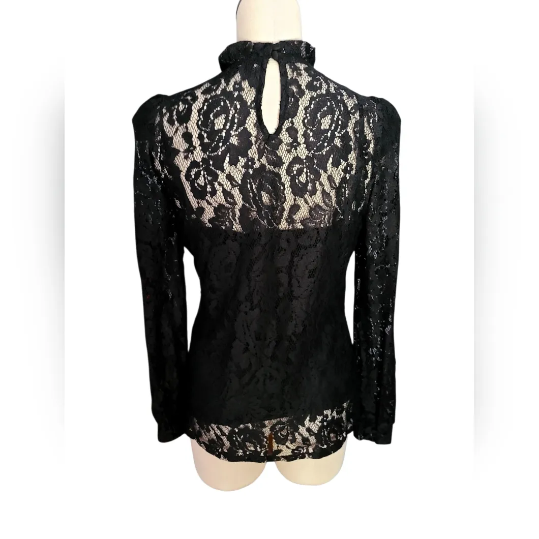 NWT INC Black Lace Top With Camisole Size M - Image 4