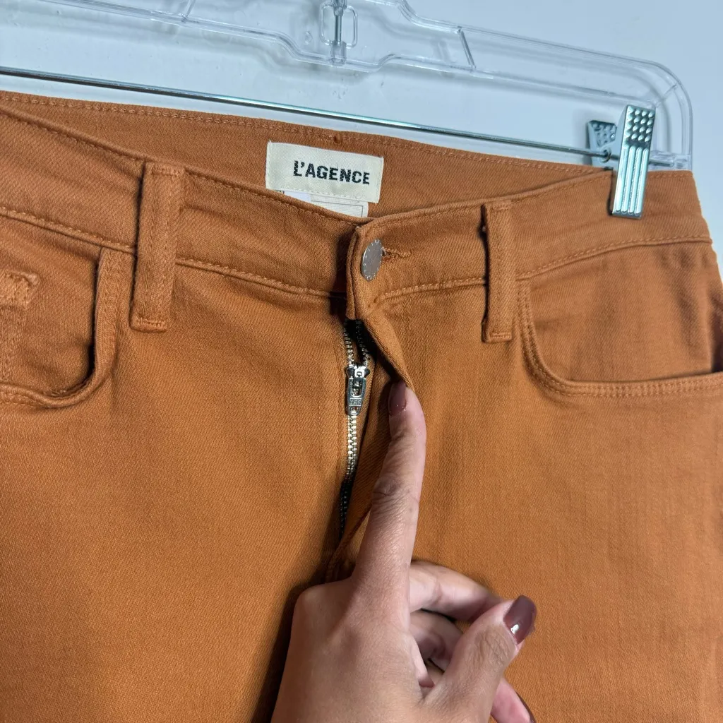 L'Agence Sada High Rise Crop‎ Slim In Honey Raw Hem Size 27 - Image 3