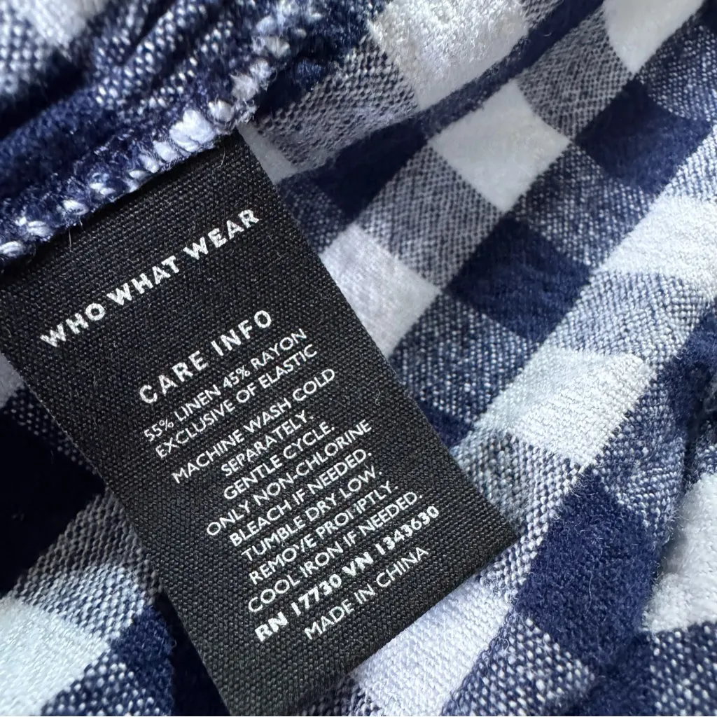 Who What Wear Sleeveless Lace-Up Dress in Navy Gingham, Medium - Image 8