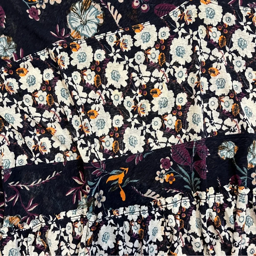 FREE PEOPLE Isabelle Floral Tunic Top Blue Size XS (oversized) - Image 7