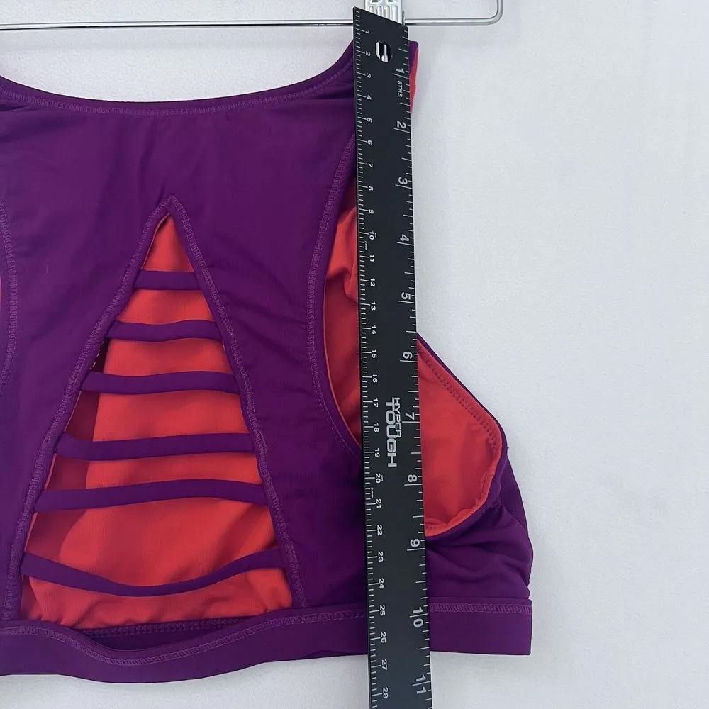 Athleta‎ Makaha Reversible High Neck Bikini Top Vermilion Orange Purple READ XS - Image 6