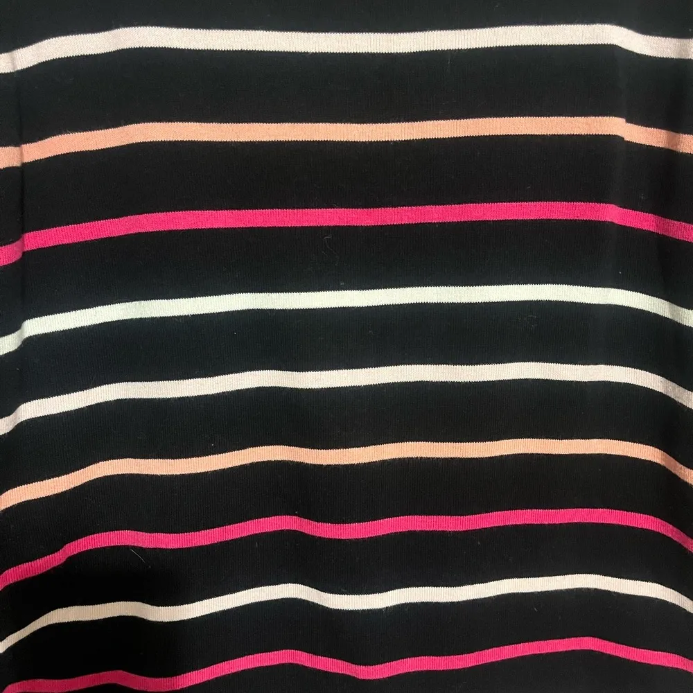 Talbots Sweater Womens 1XP black Pink Stripe Button Knit 3/4 Sleeve Work - Image 2
