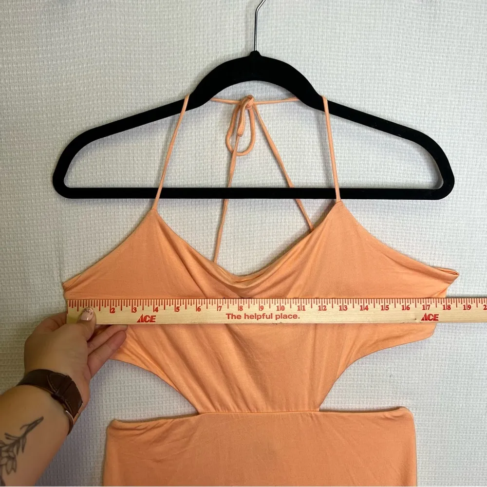 Lulus | Can't Lose Light Orange Sleeveless Cutout‎ Lace-Up Mini Dress Large - Image 12