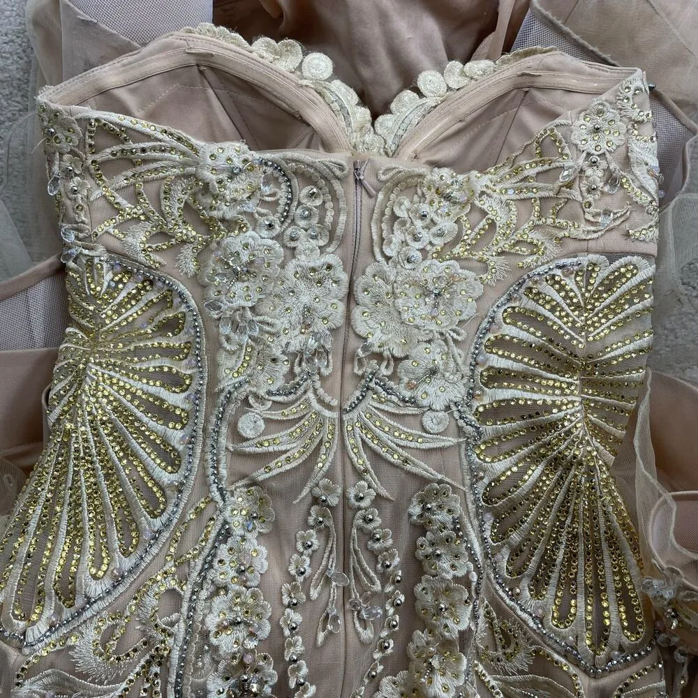 Terani Couture Pageant Gown Evening Dress Champhgne 1822GL7514 Size 14 - Image 14