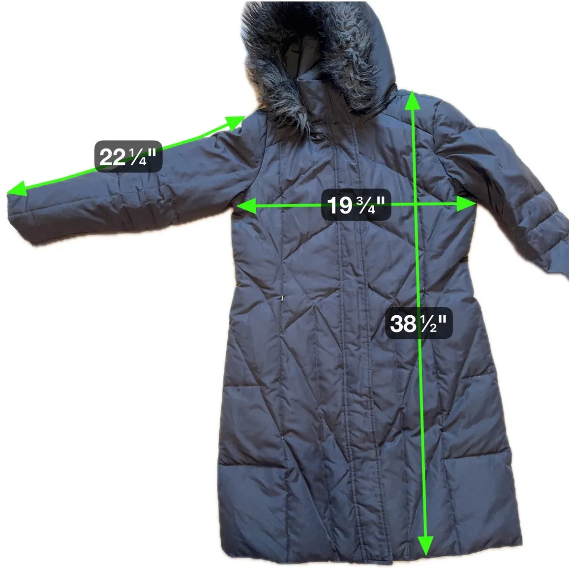 Calvin Klein Down Coat Long Puffer Jacket PM Faux Fur Hood Gray - Image 9