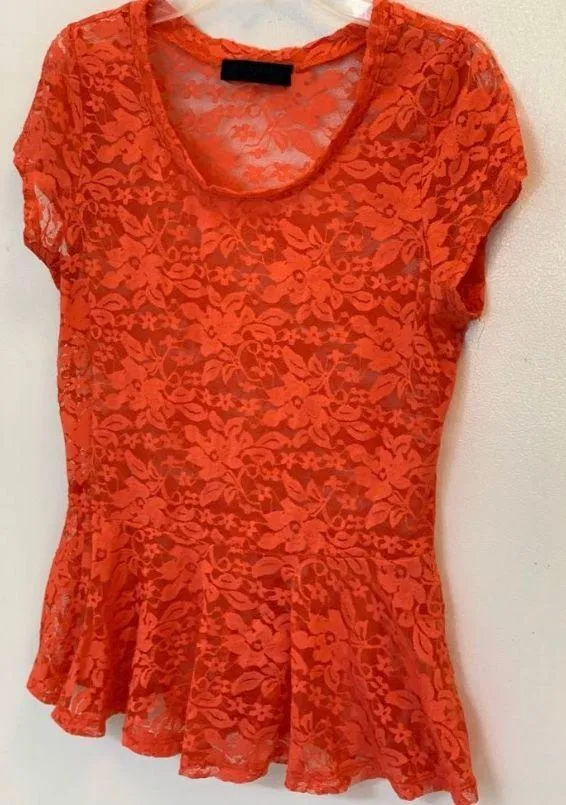 Peplum Shirt Orange Size M - Image 2