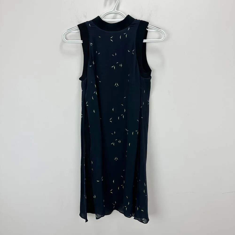 A.L.C. Flutter Paper Planes Silk Dress Navy Sleeveless Shift Contemporary US 0 - Image 2