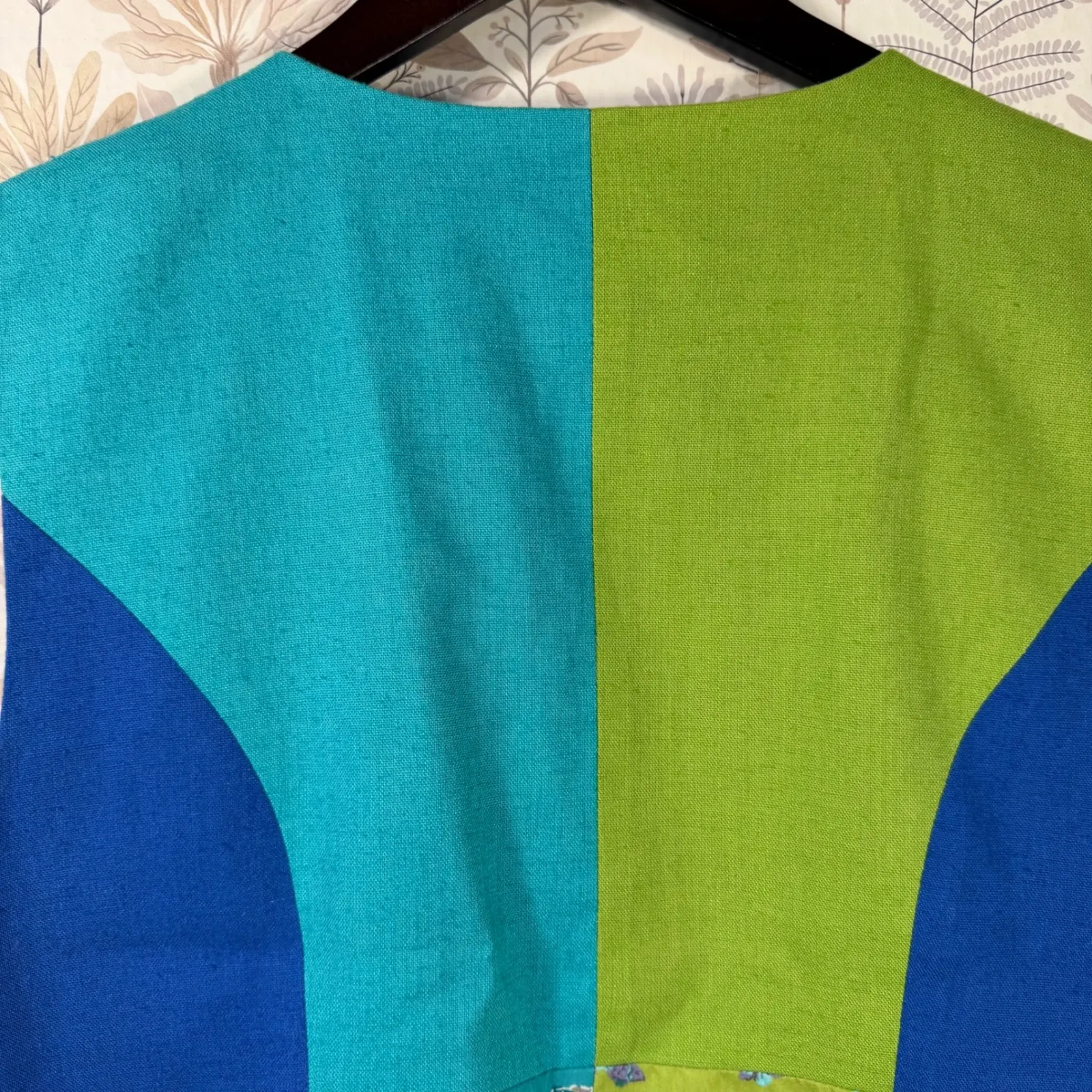 Vtg Sharon Young Sportswear Colorblock Fish Print Zip Vest Blue Green Retro Size M - Image 7