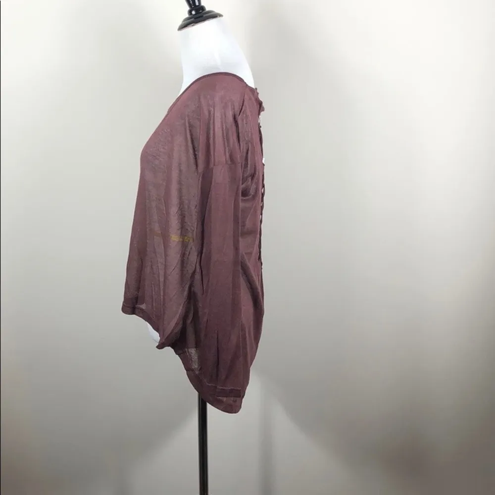 Long Sleeve Top Lace Up Back Cutout Purple - Image 3