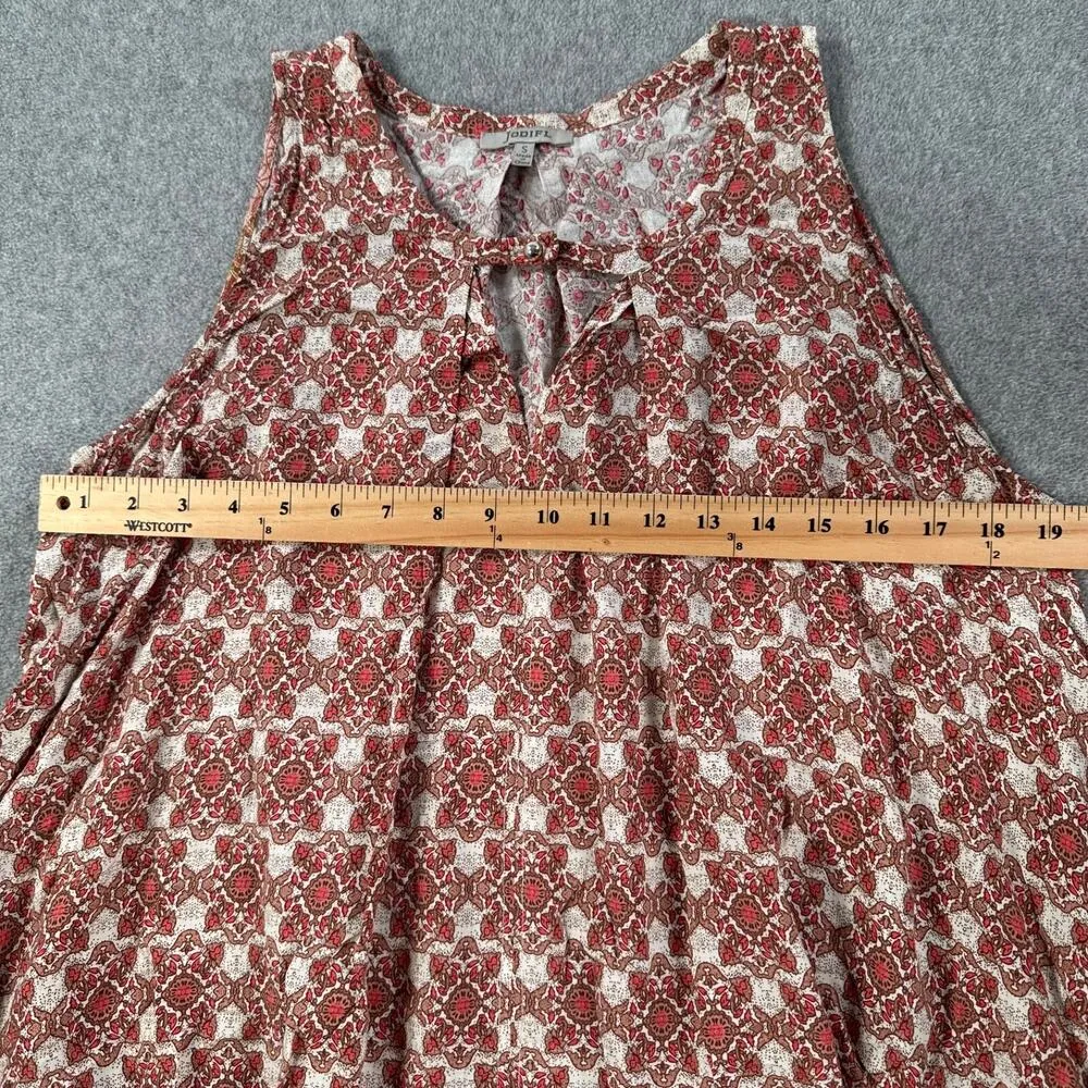 Jodifl Flowy Tunic Tank Top Women's Small High Low Cut Out Pink Brown Sleeveless - Image 5