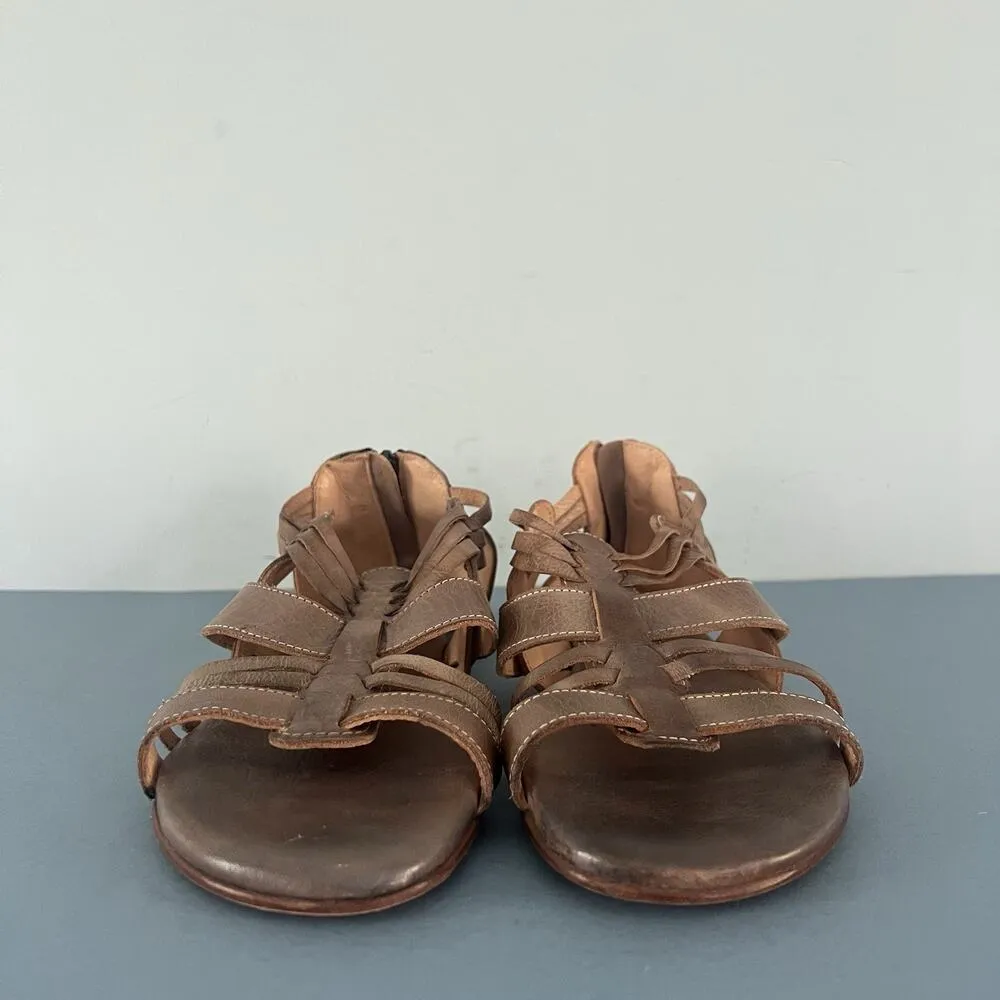 Bed Stu Cara Light Brown Rustic Strappy Gladiator Leather Sandals Size 8 - Image 3