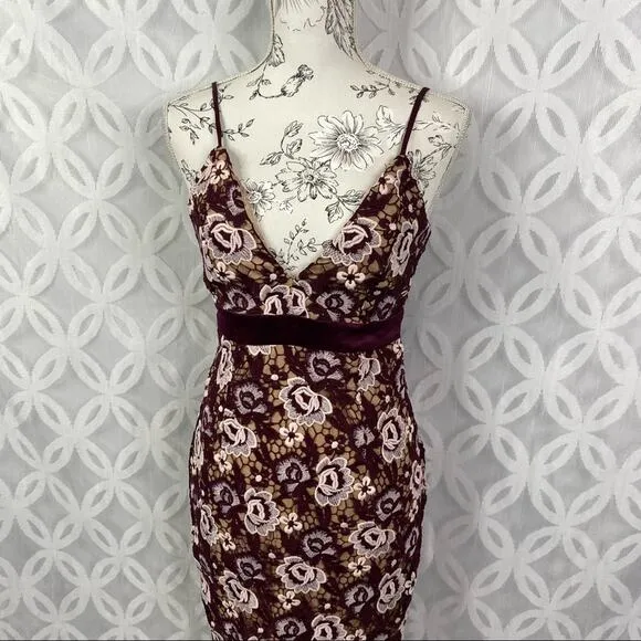 Bardot Dahlia Floral‎ Lace Purple V Neck Asymmetrical High Lo Dress Size 4 NWT - Image 8