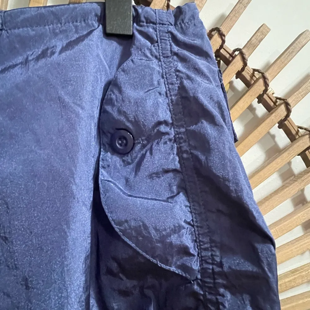 Women’s Edikted Navy Blue Nylon Parachute Pants Drawstring Waist, Ruched, Baggy - Image 6