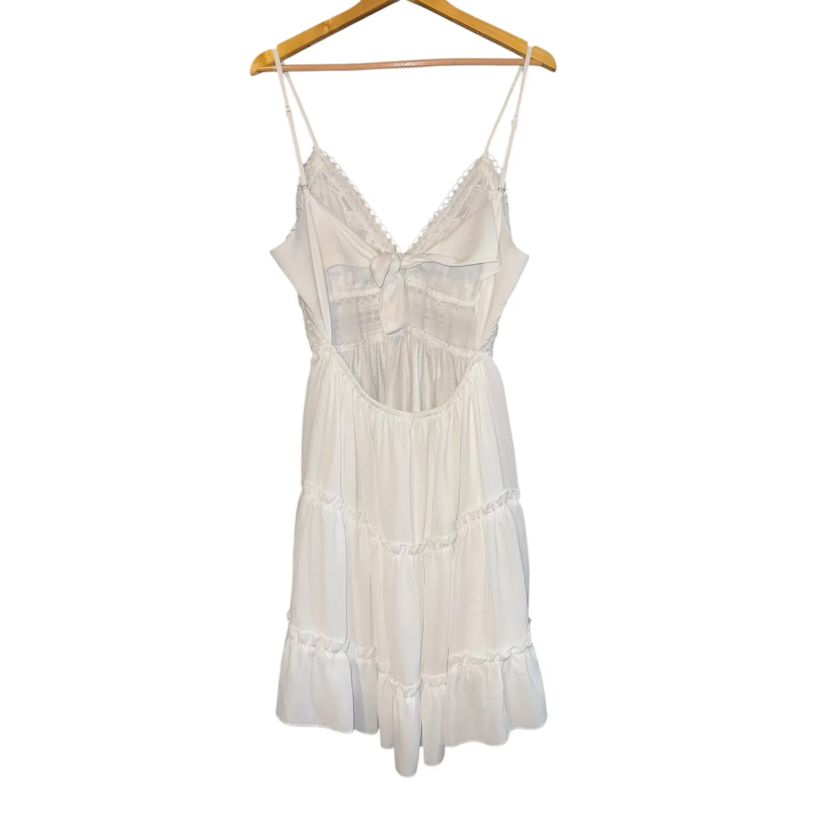 Ecowish Lace Tiered Mini Dress Open Tie Back Women's Large Wedding Beach Resort - Image 6