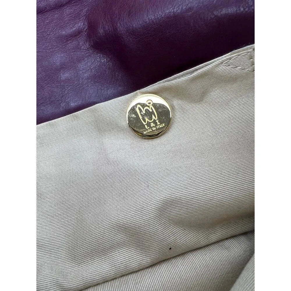 LAI Real Python Skin Leather Clutch Purple - Image 13