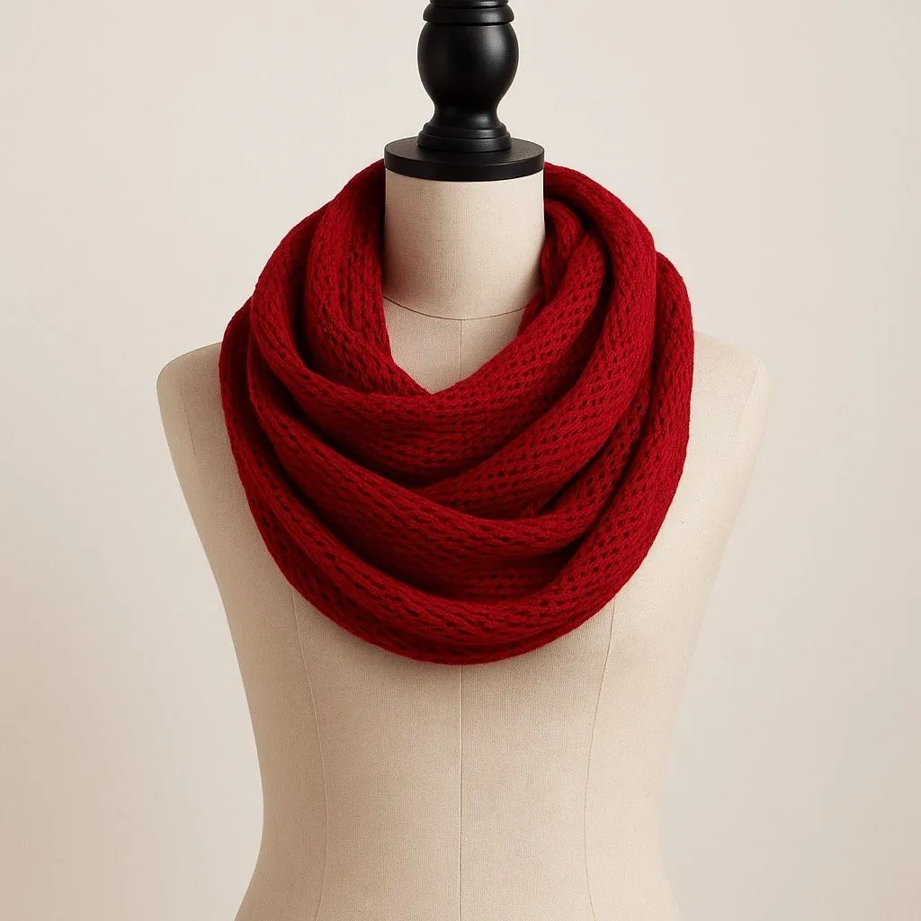 Cejon Red Metallic Knit Infinity Scarf - Image 2