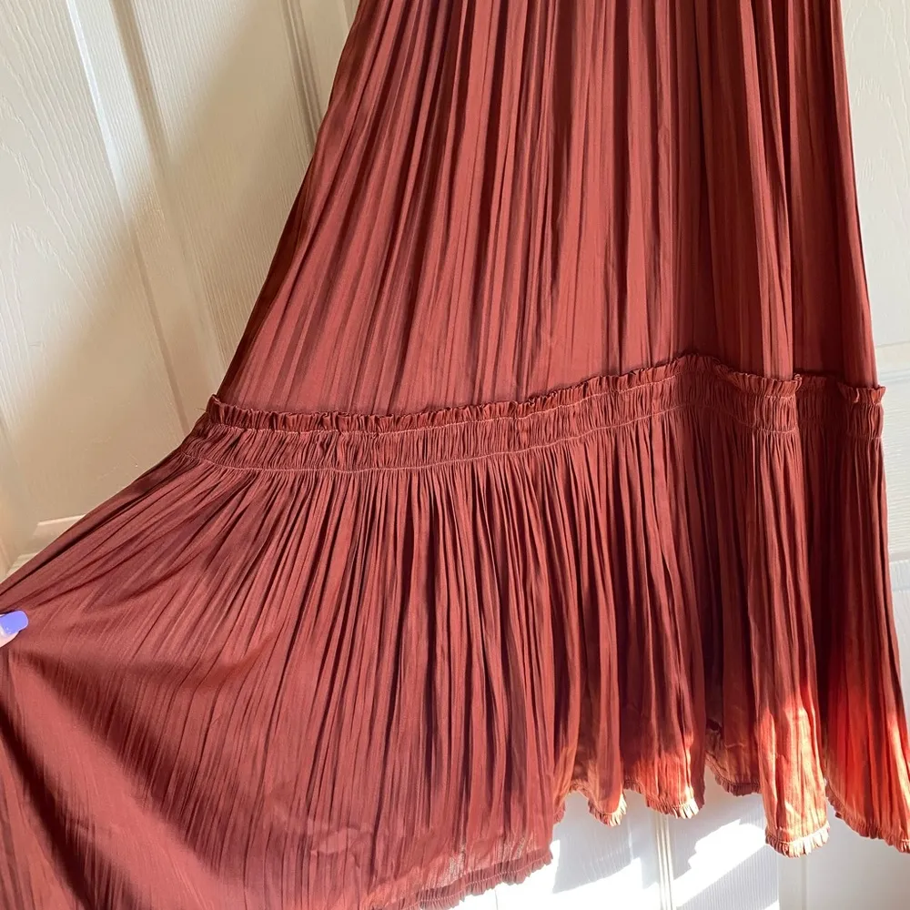 By Anthropologie size 4 burnt orange Esther tiered ruffle hem halter midi dress - Image 8