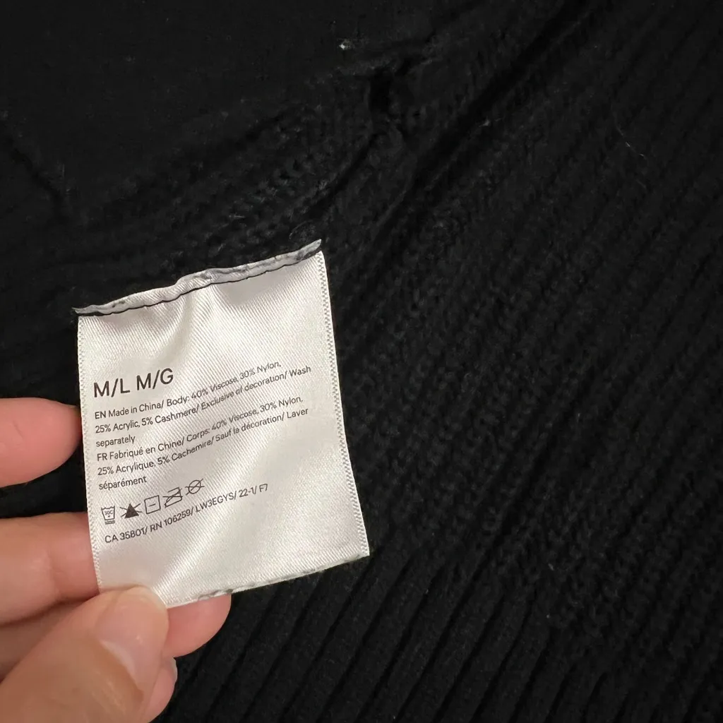 Lululemon Cashlu Sweater Wrap Black Size M/L Cashmere Blend Open Cardigan - Image 7