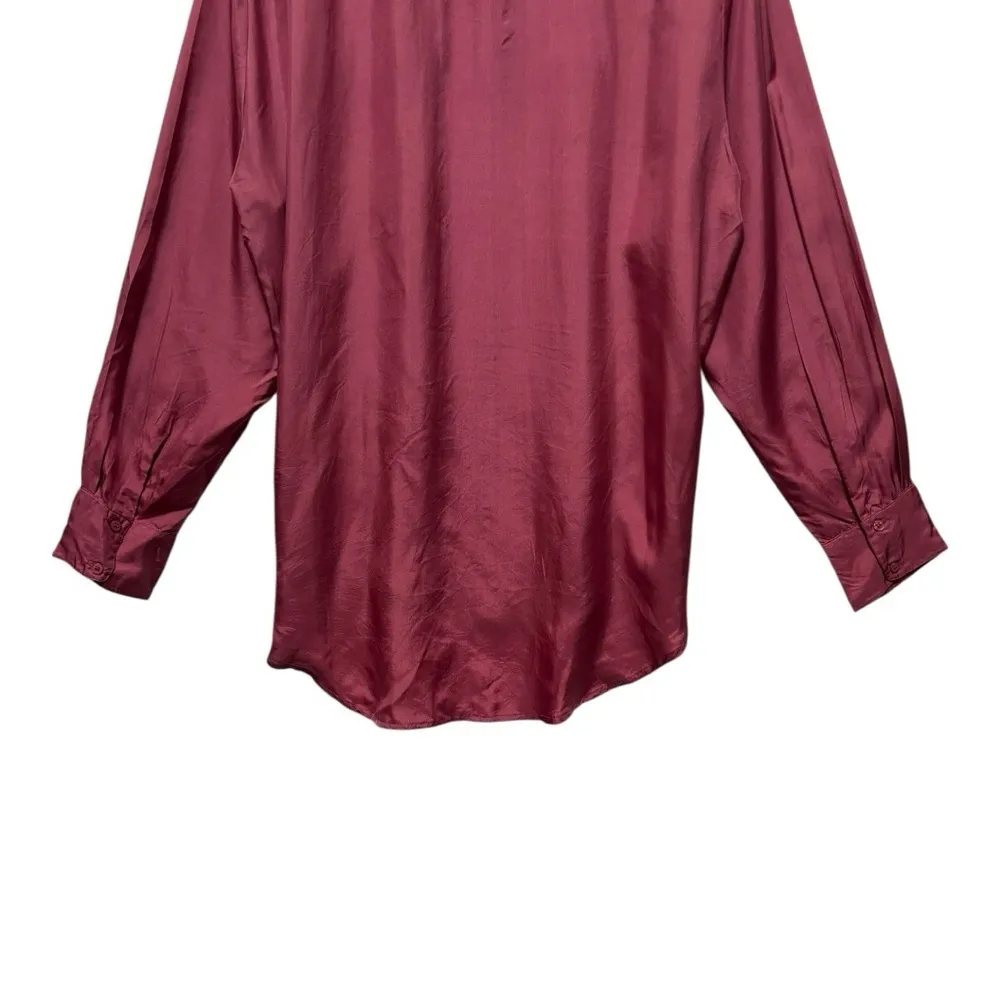 Mille Resort & Travel Sofia Silk Button Up Shirt Size Medium NEW Purple - Image 6