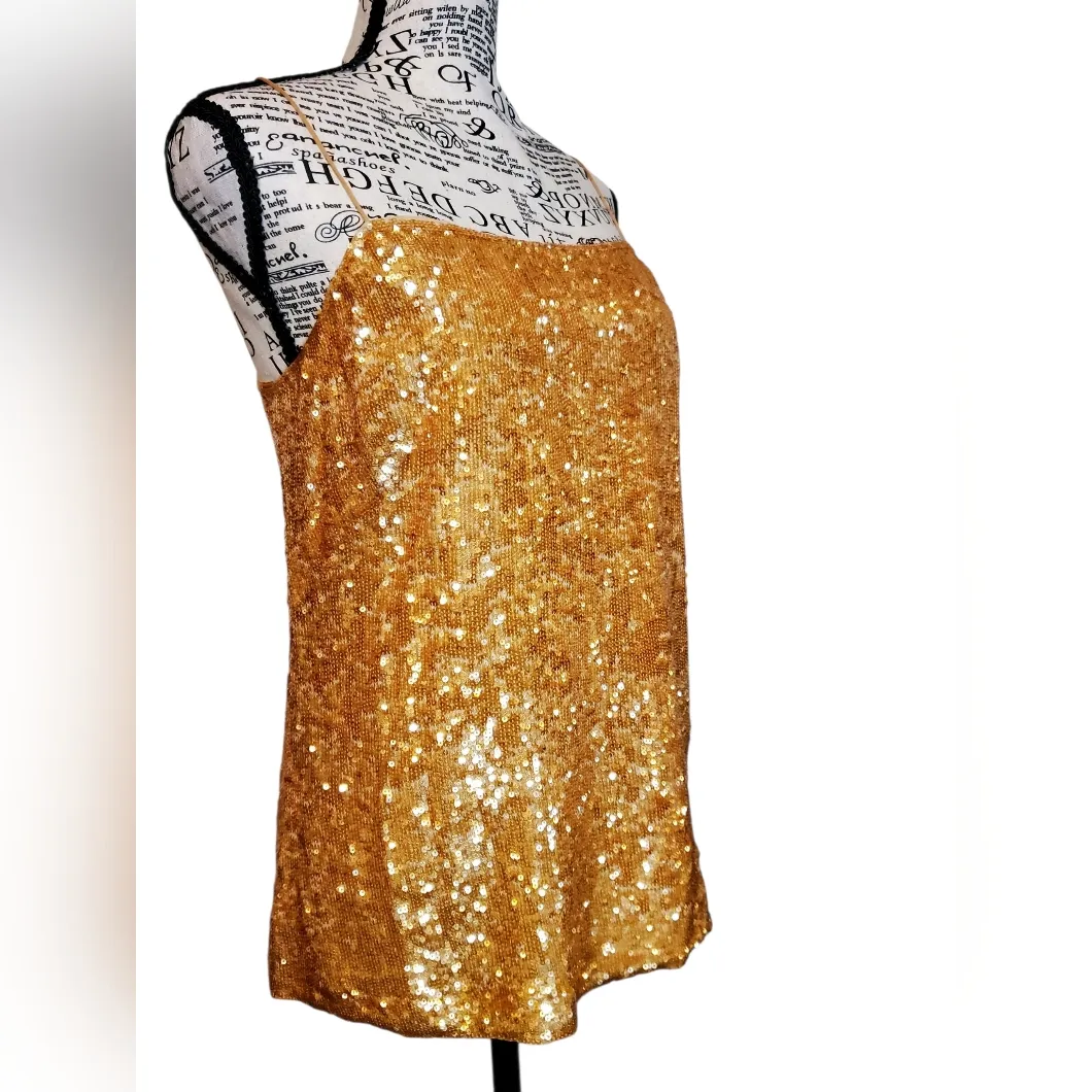 J.Crew Collection Amber Gold Sequin Silk Camisole Top Size 8 - Image 2