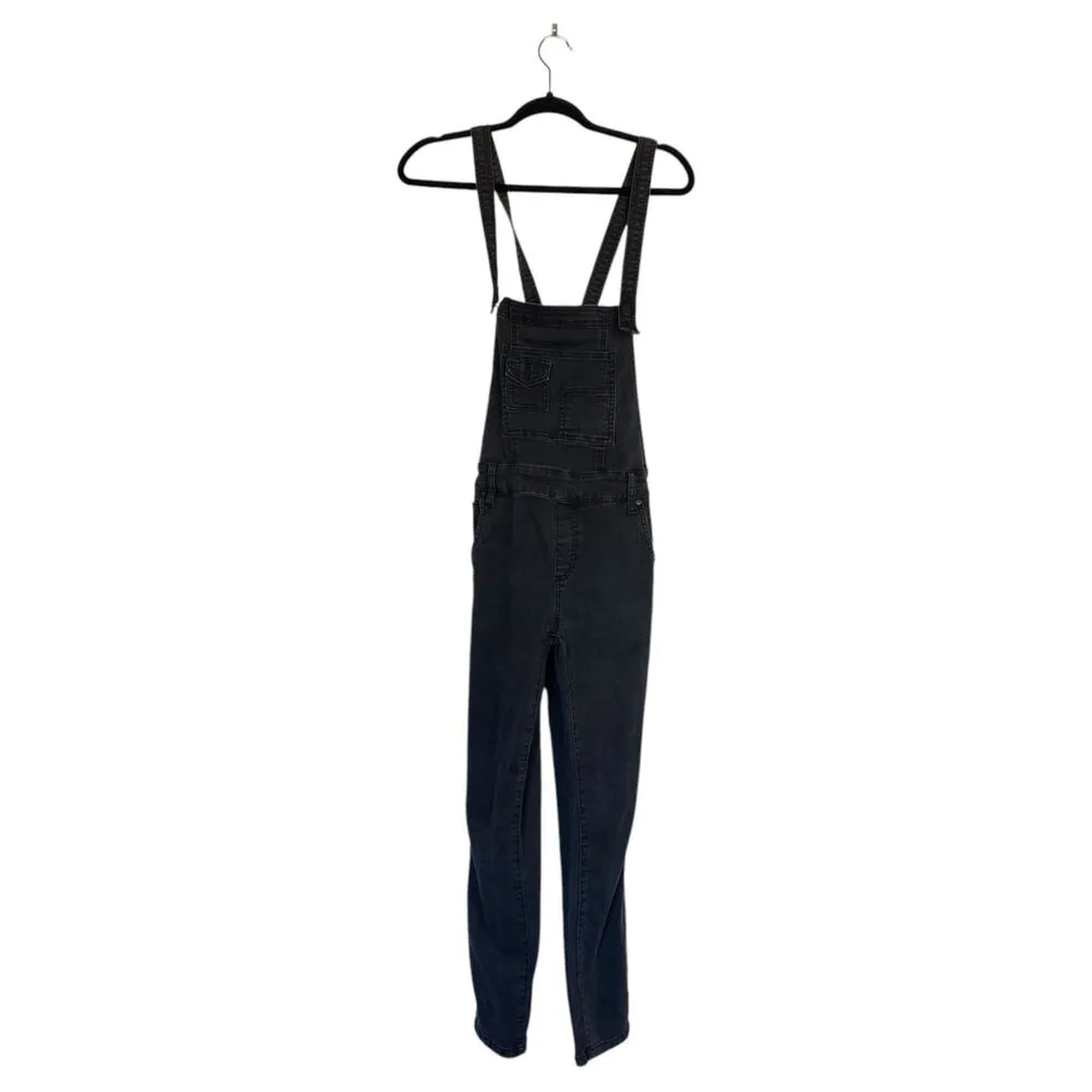 FREE PEOPLE Gray Denim Overalls Size 26 Skinny Ankle Eclipse Black Wash Boho - Image 3