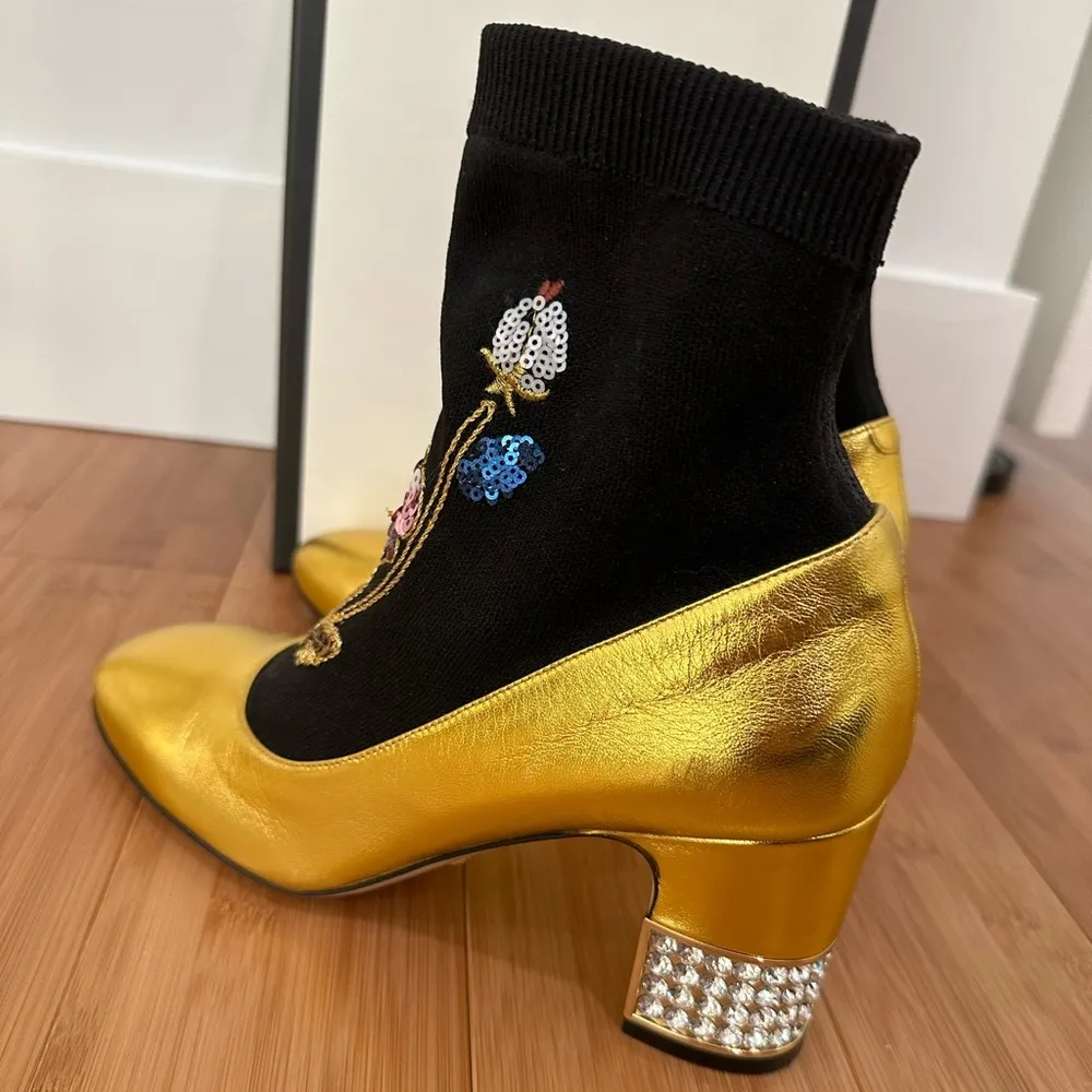Gucci Metallic And Crystal Boots - Image 5