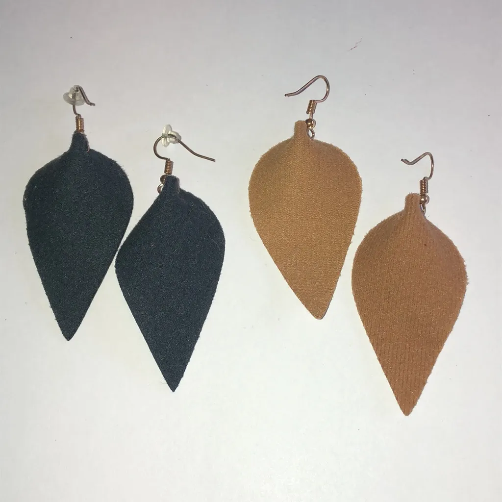 Chic Metallic And Black Boho Leaf Earrings Gold - Image 4