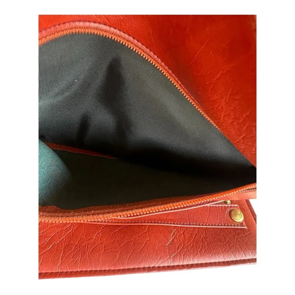 St Thomas Vintage 70s Trifold Red Genuine Leather Travel Jewelry Roll Clutch - Image 10