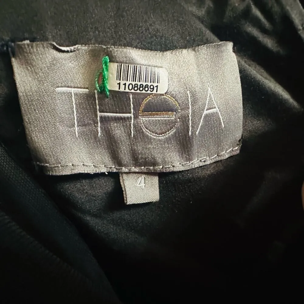 THEIA Women's Black Matte Mesh Cut Out Back Fitted Gown Maxi Dress Size 4 - Image 11