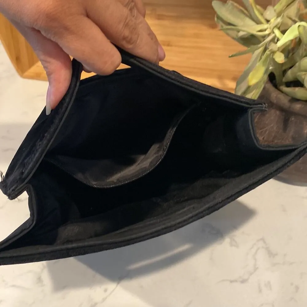 Enzo Angiolini Black Velvet Clutch Handle Small Tote Handbag chic classic - Image 9