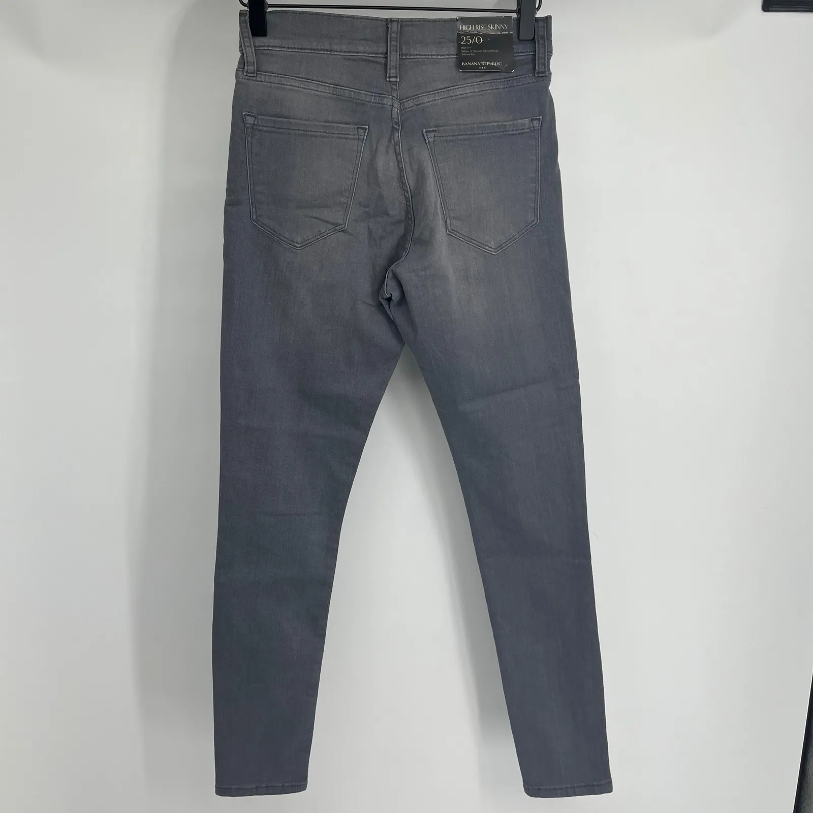 Banana Republic High Rise Skinny Button Fly‎ Gray Jeans Women Size 25 - Image 3