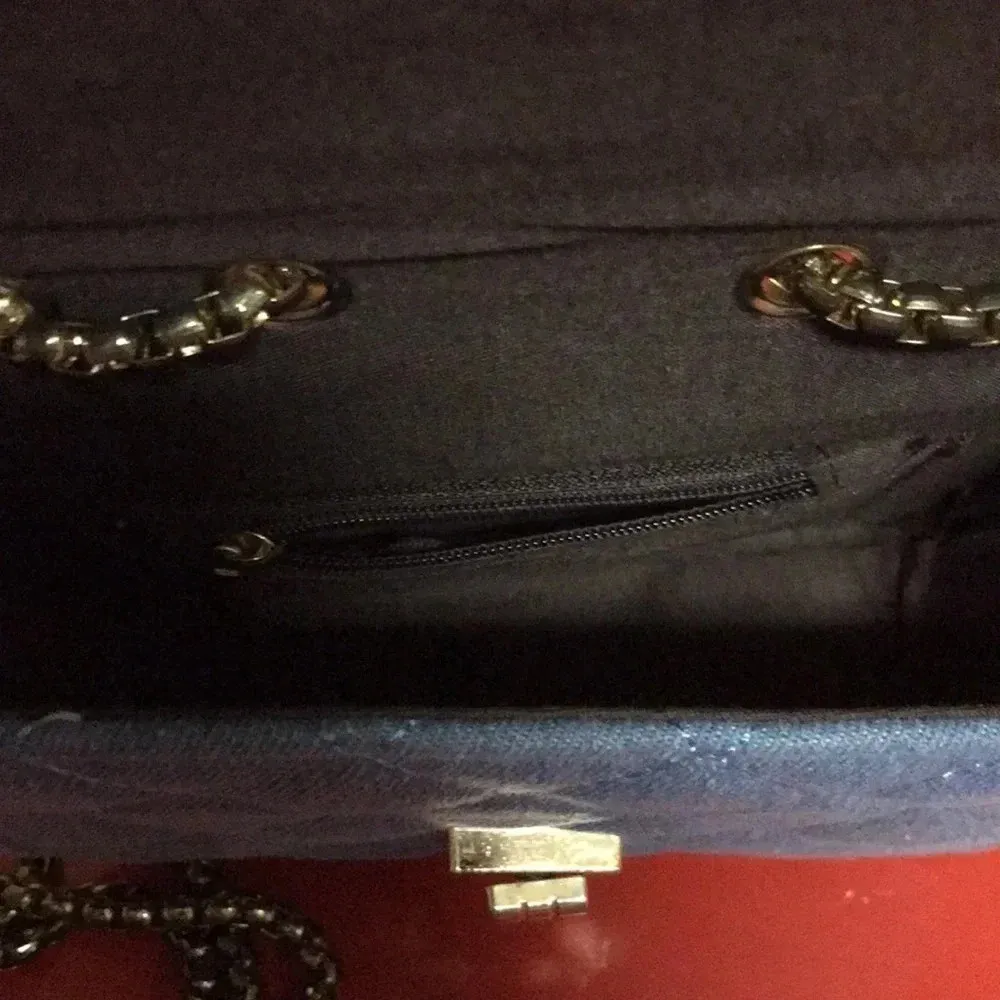 Kiss my Patch Jean Square Side Bag. Preloved Blue - Image 4