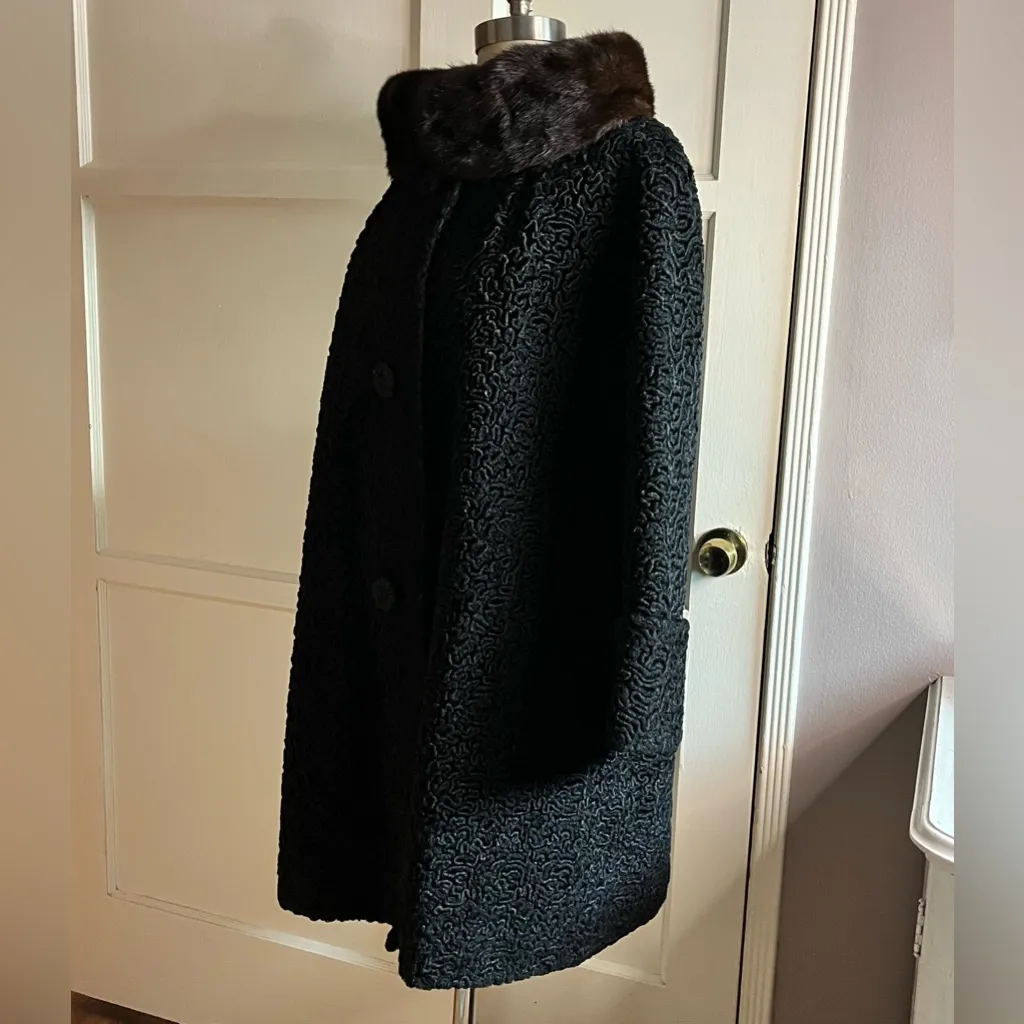 Vtg. Mink Astrakin by Lepshire made in France. Black - Image 15