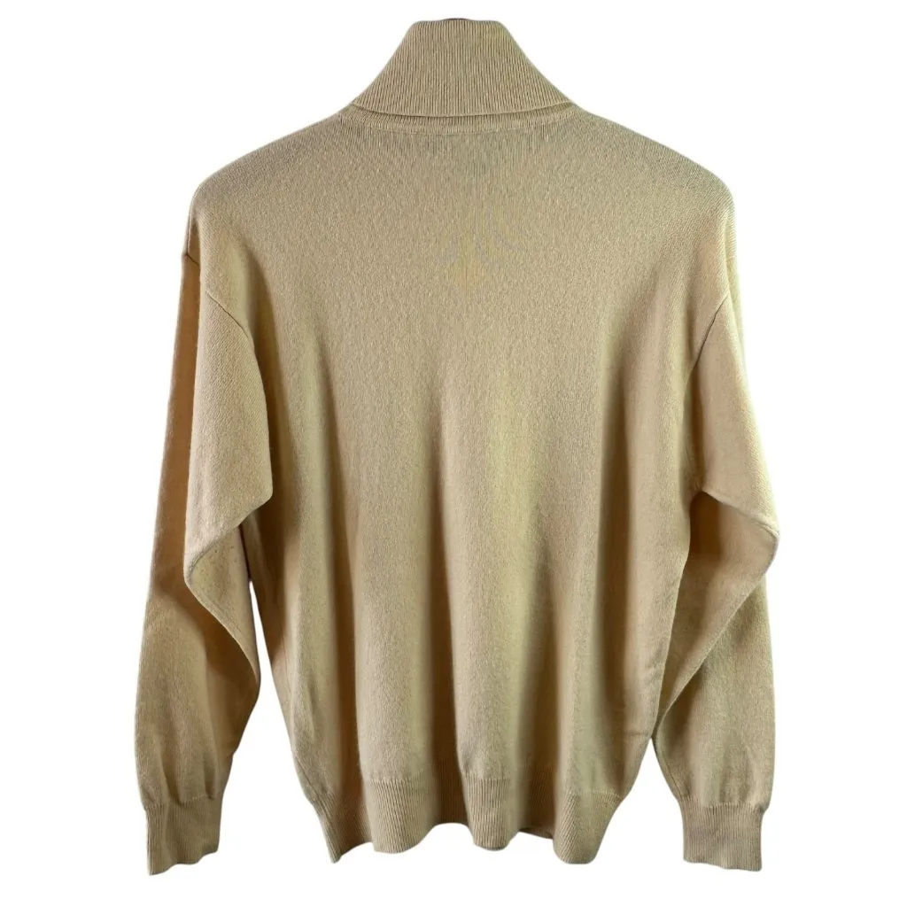 Vintage Country Shop Pale Yellow 100% Cashmere Turtleneck Sweater Women’s Large - Image 3