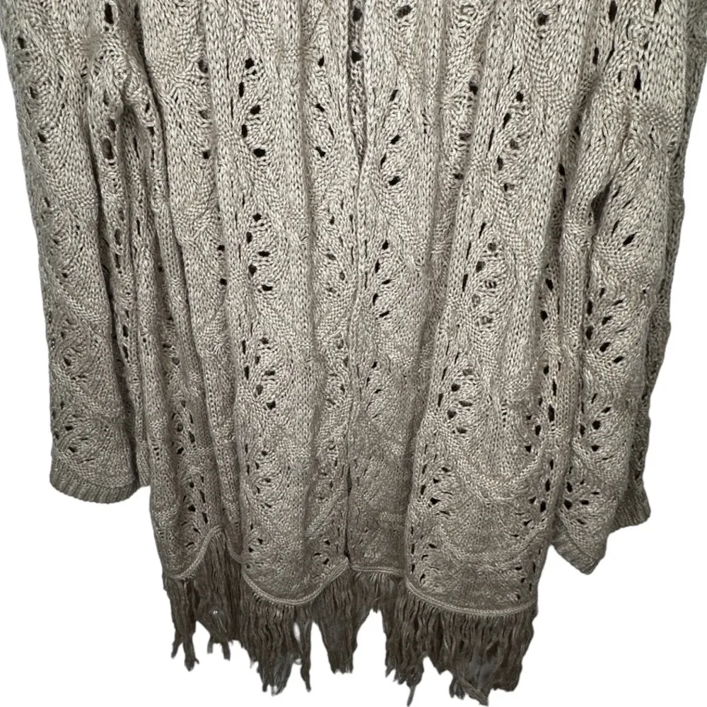 Retro Threads‎ Tan Cardigan Sweater with Fringe Size XL - Image 3