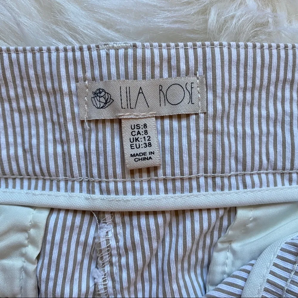 Lila Rose Pinstriped Long Shorts Size 8 - Image 3