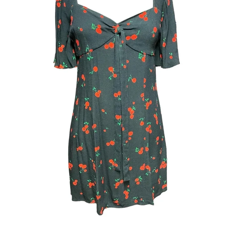 HVN Black Cherry Print Emily Sweetheart Mini Dress Size 2‎ - Image 5